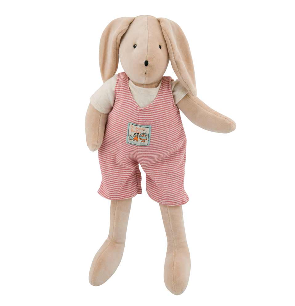 Sylvain the Rabbit by Moulin Roty in 50cm size—large plush rabbit with soft fur & embroidered details. Available at Michelle Kindness Design.
